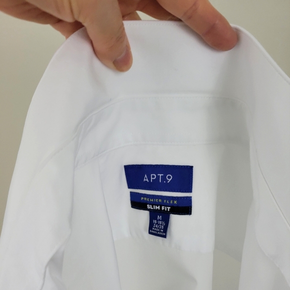 APT.9 Premier Flex Slim Fit Men's White Dress Shirt Size M -15-151/2"- 3… - Picture 5 of 10
